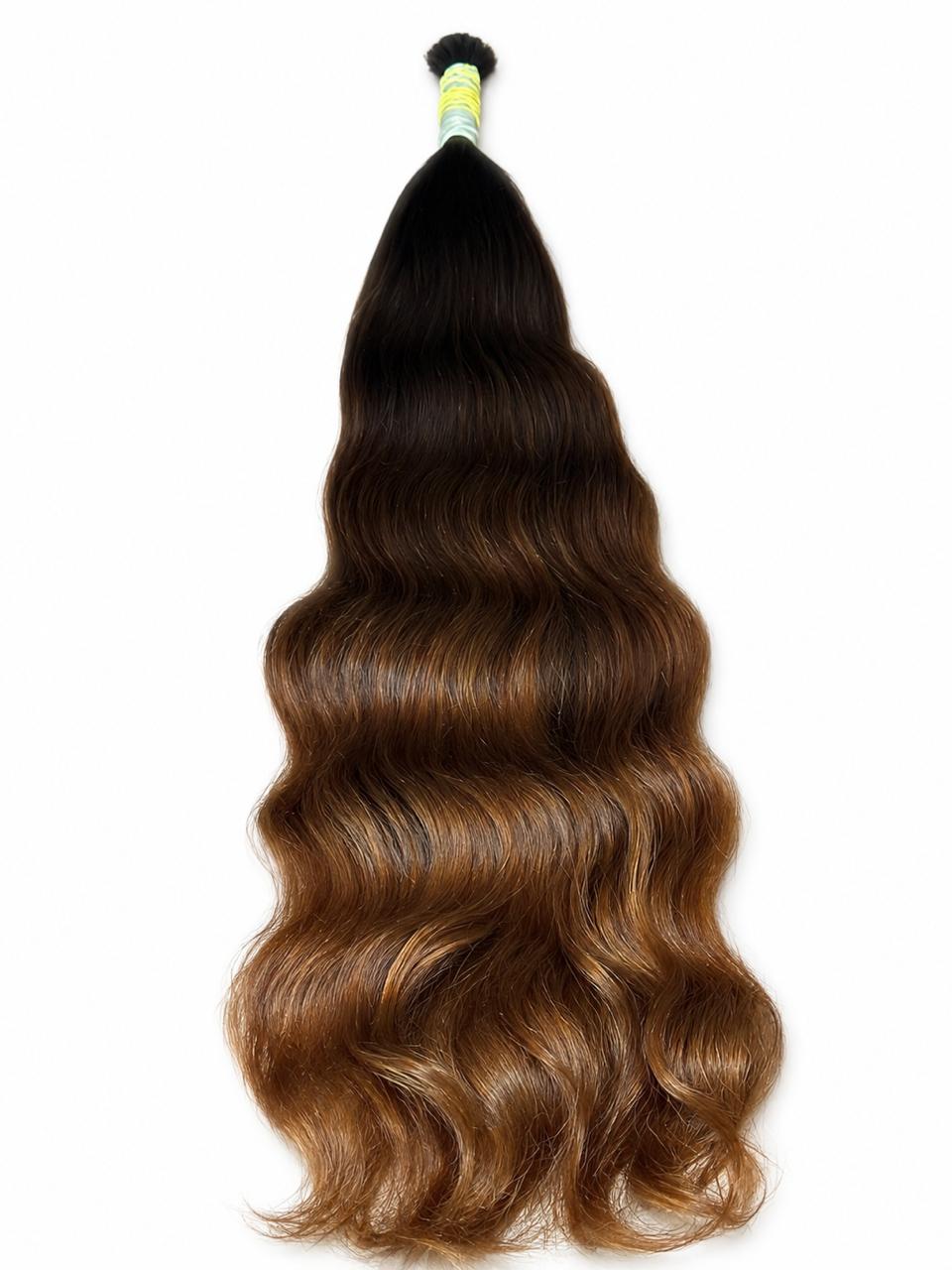 Mecha de cabelo brasileiro moreno iluminado ondulado da Creative Hair